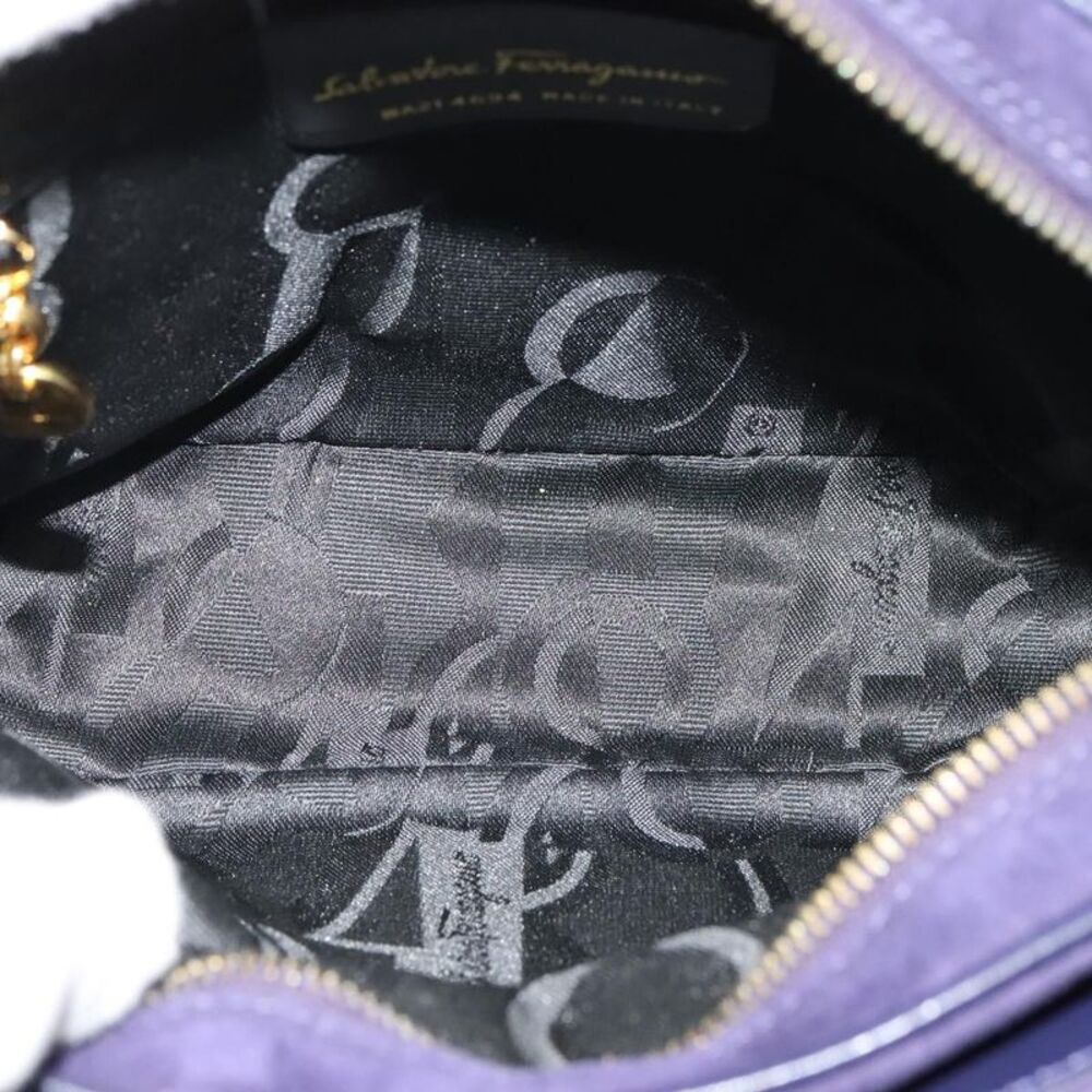 Salvatore Ferragamo Gancini Suede Purple Suede Shoulder Bag Bag - Picture 5 of 16